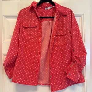 Notations Red and White Polka Dot Button Down Shirt